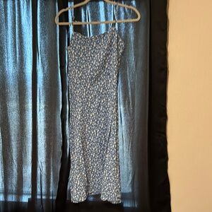 REFORMATION Blue and White Patterned Women's Dress